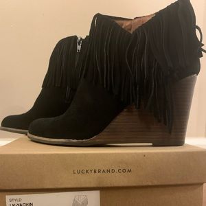 Lucky Brand Fringe Suede Booties